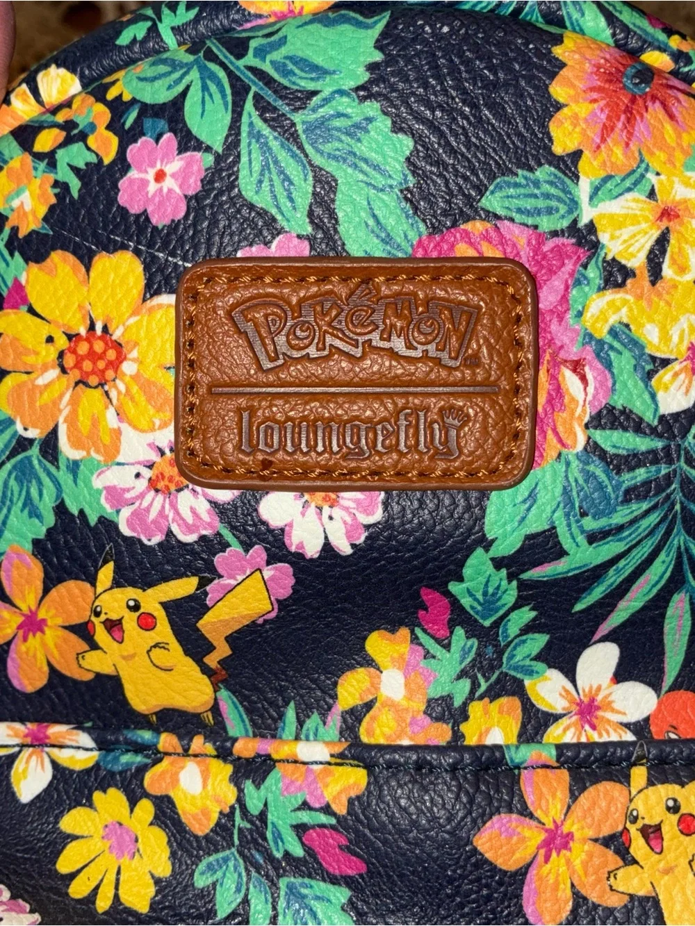 Loungefly Navy Floral Pikachu Mini Backpack
